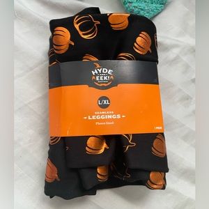 Hyde & Eek! Woman Halloween Pumpkin fleece lined leggings L/XL (12/14) Brand New